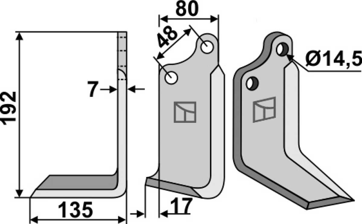 Fräsmesser 192x80mm, links